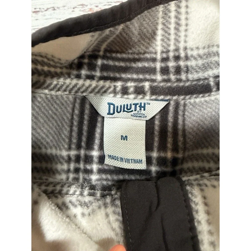 Duluth Sweater Womens Medium DrkGry Plaid Pullover Fleece Pockets Casual Outdoor - Picture 3 of 10